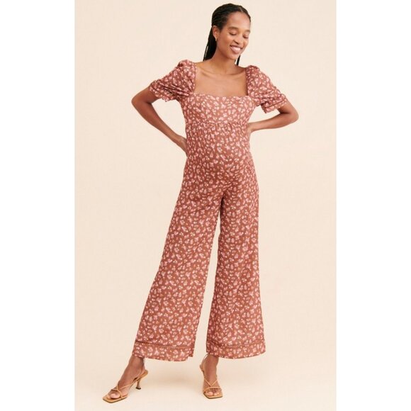 The Frolic Drizzle Maternity Jumpsuit Women's Size M in Red Multi Floral EUC! - Picture 1 of 5